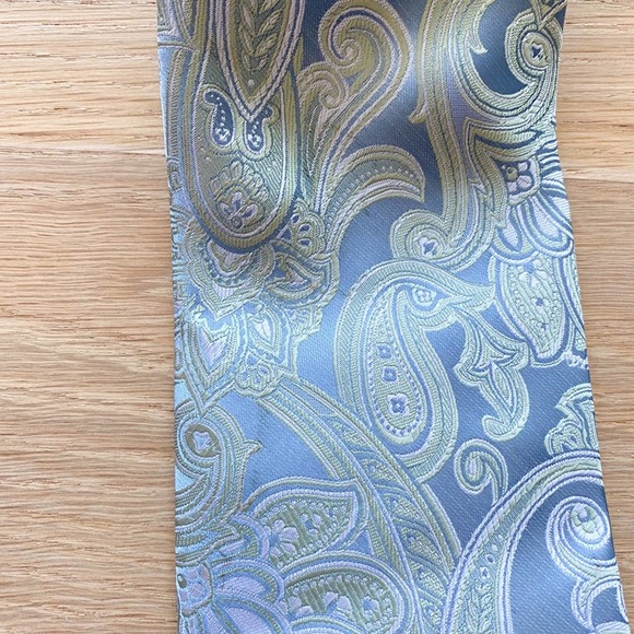 ALEXANDER JULIAN COLOURS Men's Blue Paisley Handmade Polyester Necktie sz OS - Picture 6 of 8